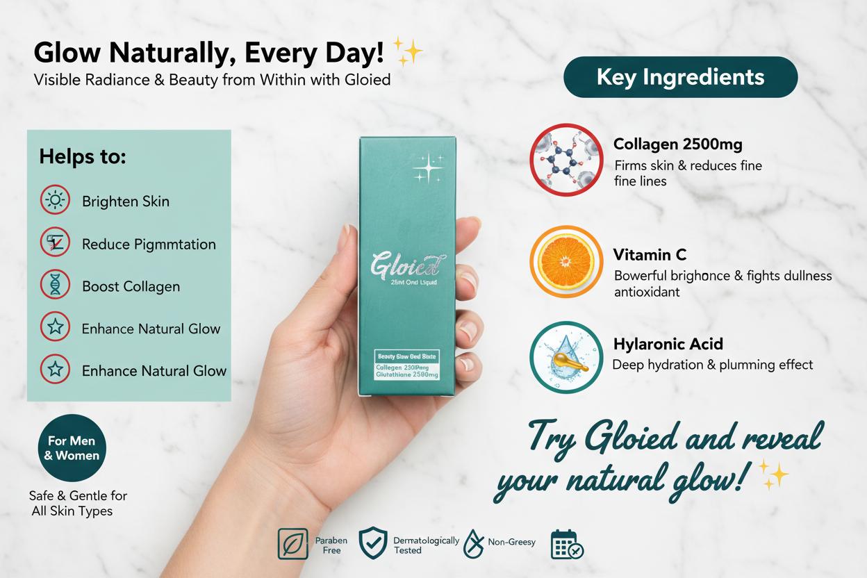 Gloied Beauty Glow Oral Shots – Key Ingredients Infographic