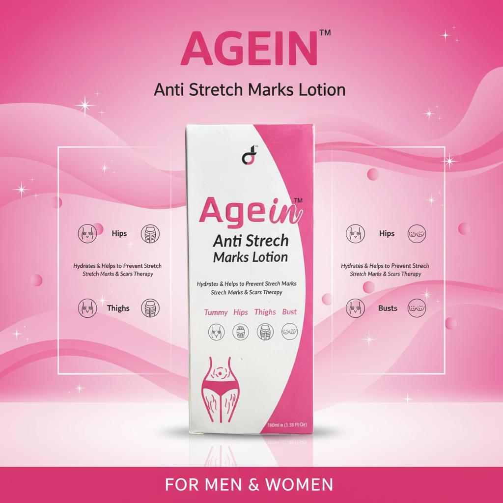 Agein Anti Stretch Marks Lotion – For Men & Women, Suitable for Hips, Thighs & Bust