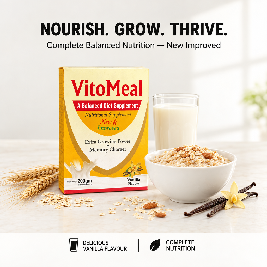 VitoMeal 200 g premium breakfast advertisement